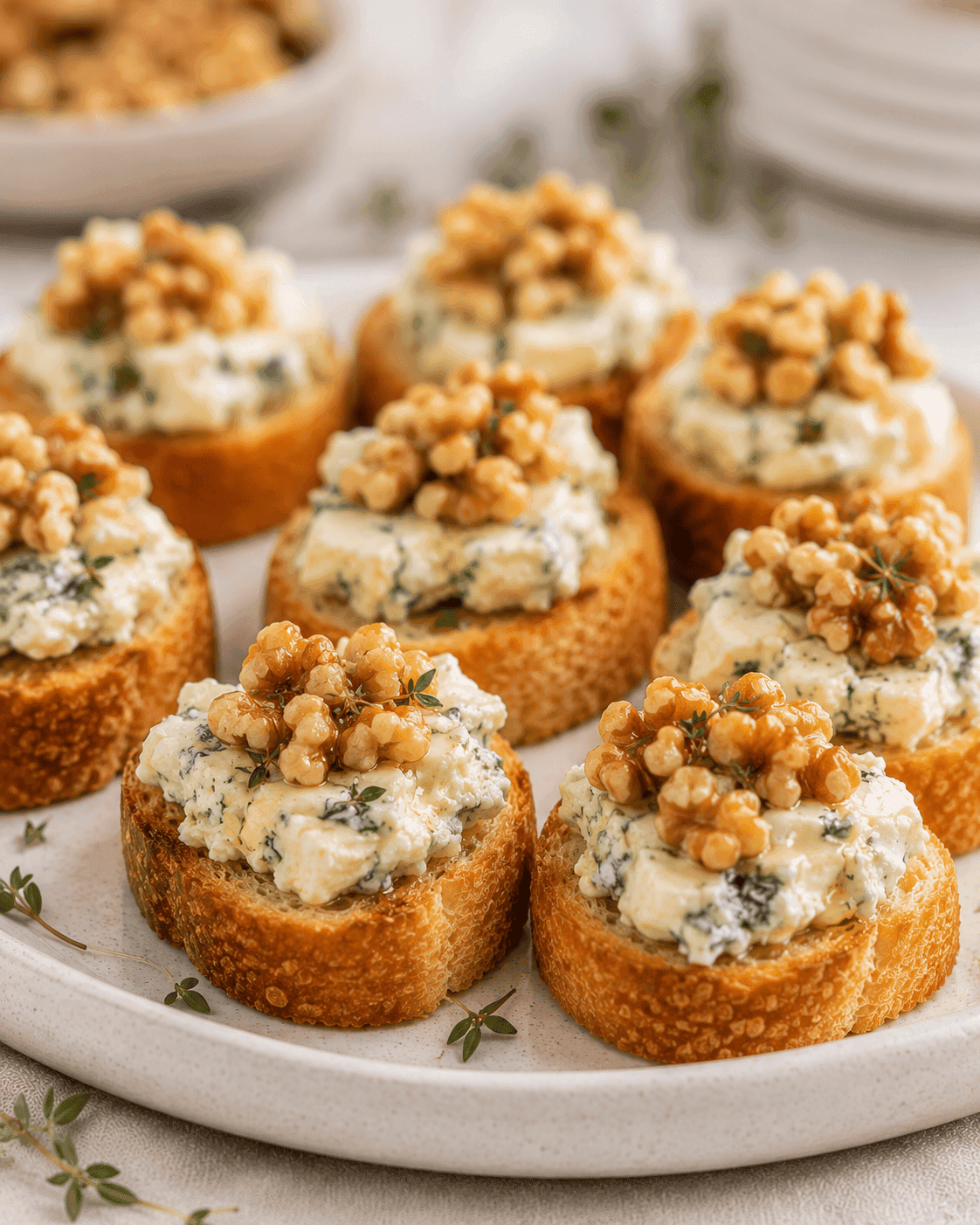 Gorgonzola cheese canapés with walnut